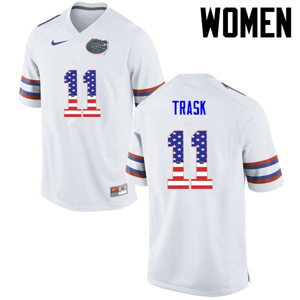 Florida Gators Women #11 Kyle Trask College Football Jersey USA Flag Fashion White